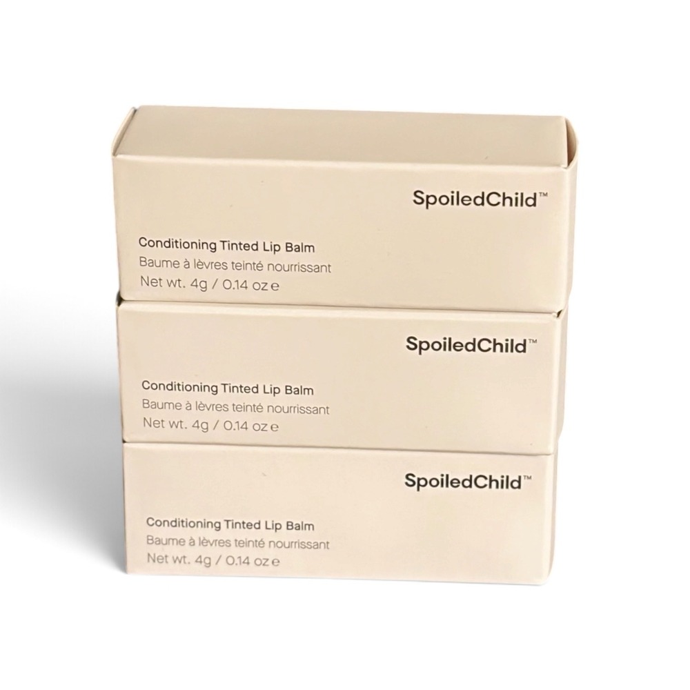 SpoiledChild Conditioning Tinted Lip Balm 3pc Set Plum Natural Pink NIB 4g Seale